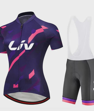 LIV Dames Fietsset Zomer - Korte Mouwen Jersey & Bibshort - Sneldrogend