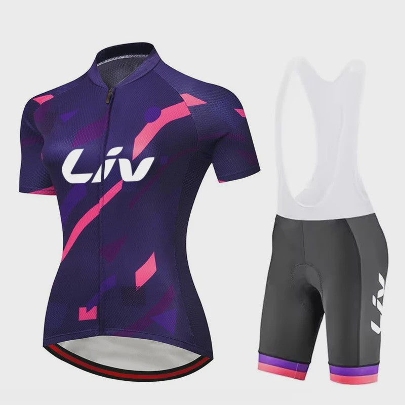LIV Dames Fietsset Zomer - Korte Mouwen Jersey & Bibshort - Sneldrogend