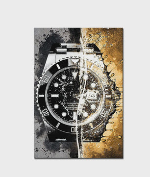 Luxe Horloge Canvas Schilderij - Pop Art Graffiti Muurdecoratie