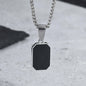 Stijlvolle RVS Hanger met Zwart Emaille - Geometric Dog Tag Ketting voor Mannen