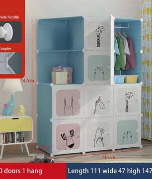 Modulaire Kinder Garderobekast - Ruimtebesparende Plastic Opbergkast met Hangroede & DIY Montage