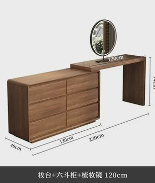Moderne Houten Kaptafel met Spiegel en Ruime Opbergruimte