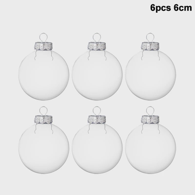 Set van 6 Transparante Kerstballen - Vulbaar & Ophangbaar - Decoratie & Cadeau