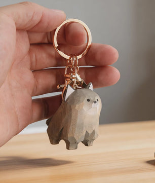 Handgemaakte Houten Mini Wolf Beeldje - Schattig Dieren Decoratie voor Bureau