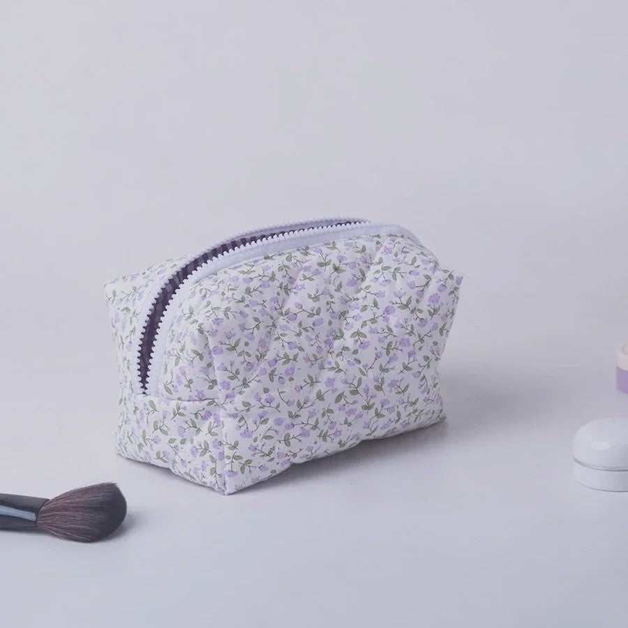 Gewatteerde Make-uptas met Bloemenprint - Ruime Toilettas en Opbergorganizer voor Reizen