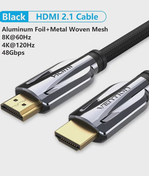 Vention 8K HDMI 2.1 Kabel - 48Gbps, 8K@60Hz, 4K@120Hz, HDR10+, HDCP2.2 voor PS5, Xbox, TV