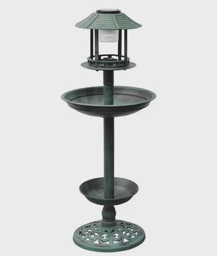 Decoratief Vogelbad met Voedersysteem en Verlichting - 97cm Hoog - Duurzaam Hars