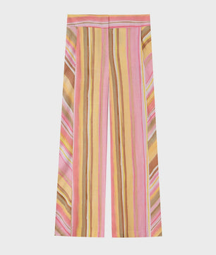 Dames Wide Leg Pantalon met Kleurrijke Strepen - Casual & Modieus