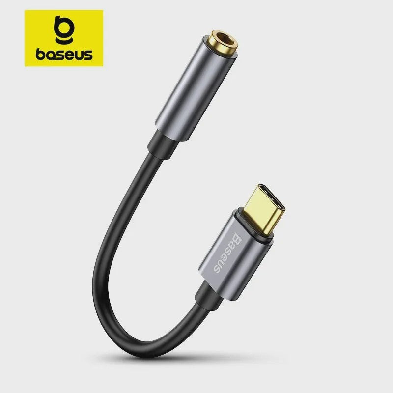 Baseus USB-C naar 3.5mm Audio Adapter Kabel - Hoge Kwaliteit Geluid voor Type-C Telefoons