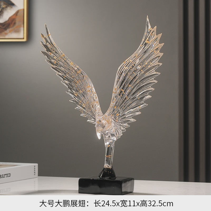 Abstracte Gouden Adelaar Sculptuur - Decoratieve Hars Beeldje voor Thuis