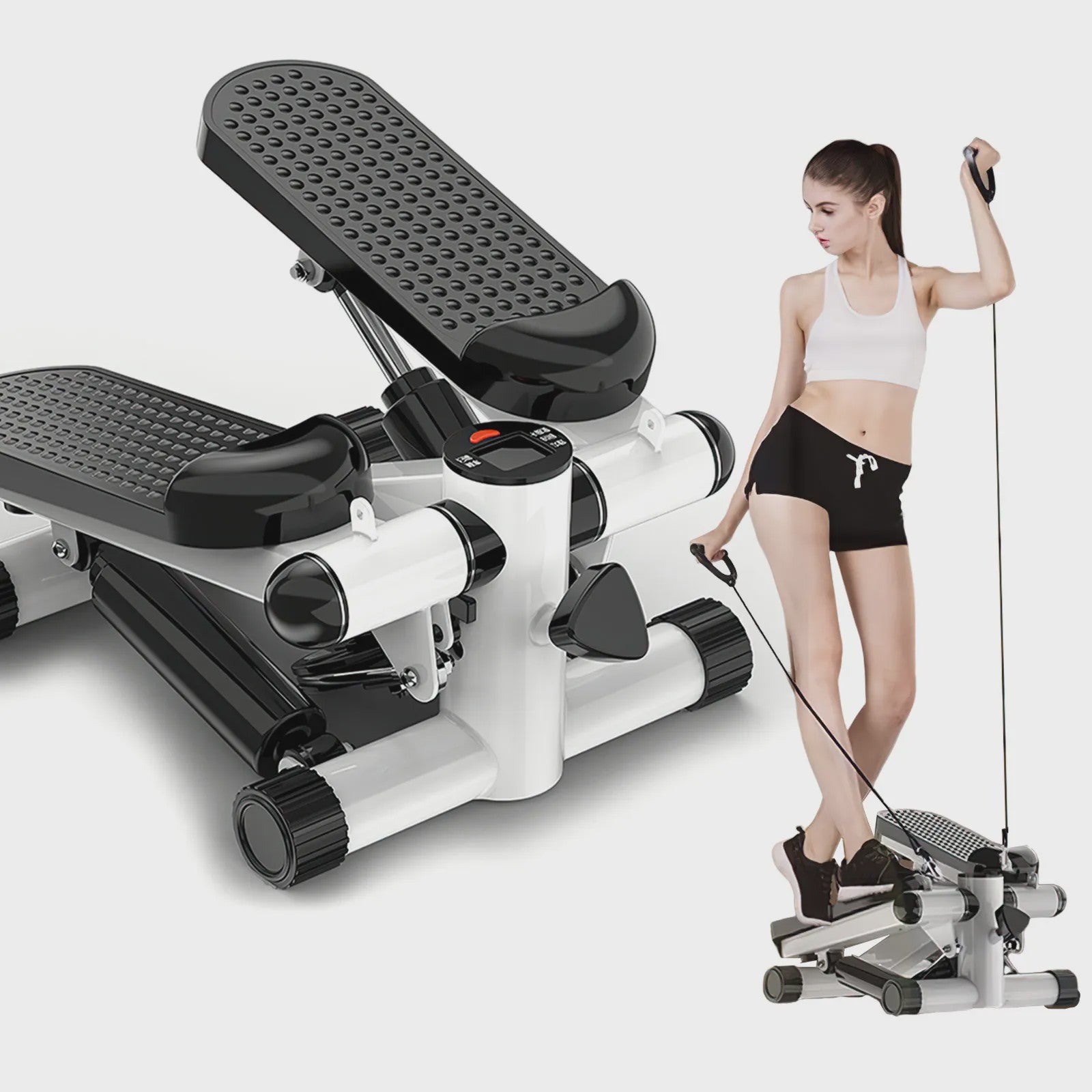 Mini Stepper met Weerstandsbanden - Compacte Full Body Workout Machine voor Thuis