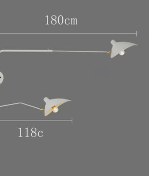 Industriële Zwarte Aluminium Wandlamp met Lange Arm - Verstelbaar LED Licht