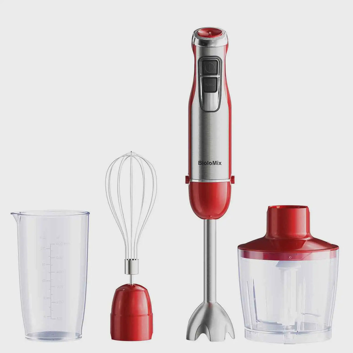 BioloMix 4-in-1 Hand Blender: Krachtige 1200W Staafmixer voor Smoothies, Soepen & Babyvoeding