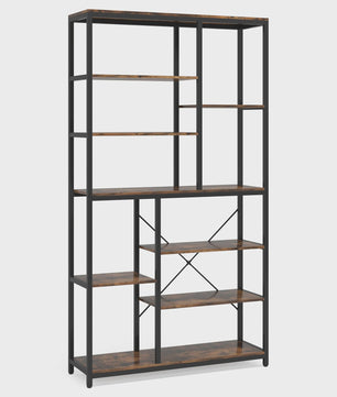 Industriële Boekenkast 79 Inch - 9 Lagen, 10 Vakken Open Opbergrek