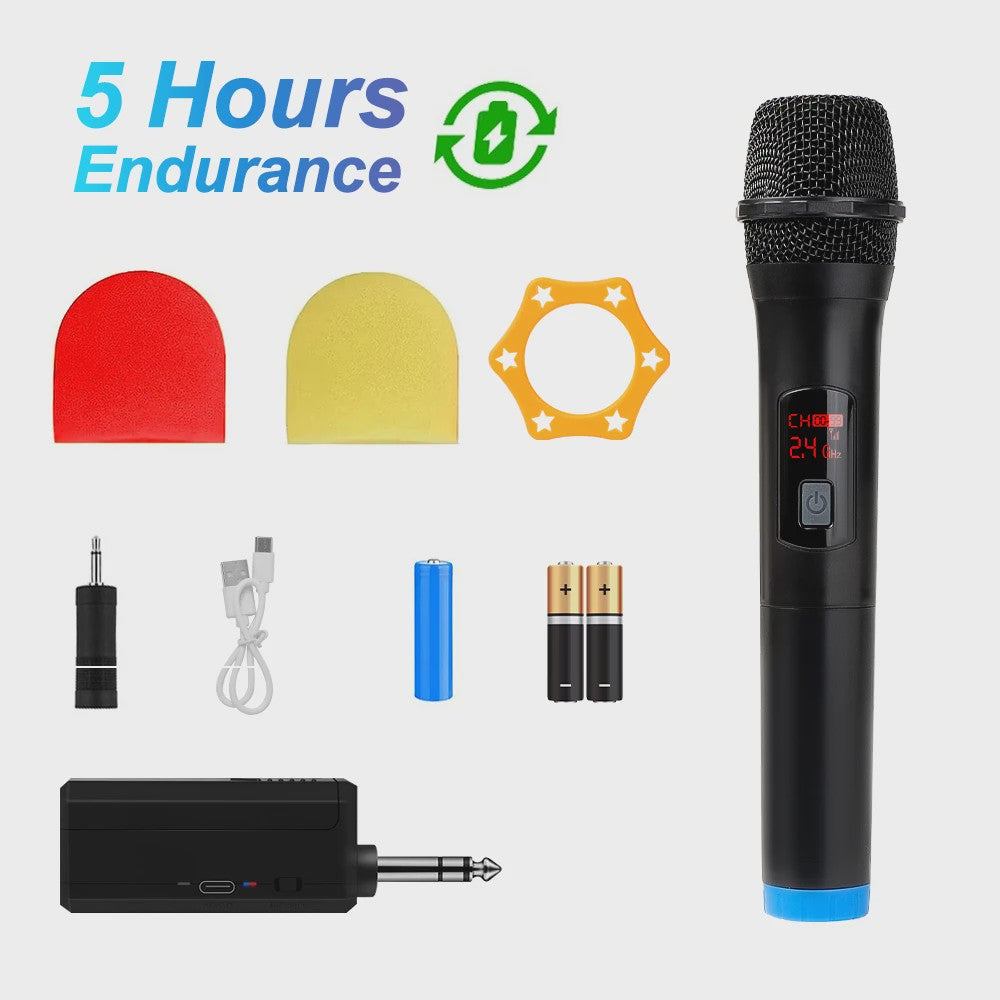 Draadloze Microfoon Set: 2x VHF Handheld Microfoons met Ontvanger voor Feest, Karaoke & Presentaties