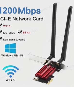 KEBIDUMEI DW1820 AC1200 PCIe WiFi Adapter met Bluetooth 4.1