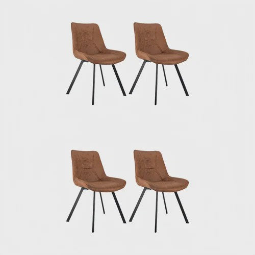 Set van 2 Moderne Kunstleren Eetkamerstoelen Bruin met Zwarte Metalen Poten
