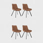 Set van 2 Moderne Kunstleren Eetkamerstoelen Bruin met Zwarte Metalen Poten