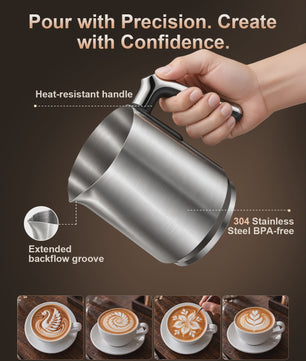 8-in-1 Elektrische Melkopschuimer: 8 Modi, 800ml, RVS, Latte Art & Meer