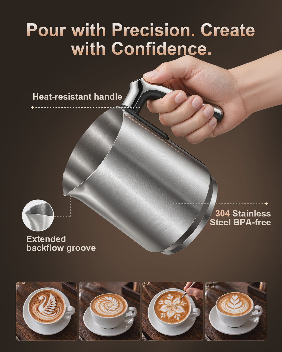 8-in-1 Elektrische Melkopschuimer: 8 Modi, 800ml, RVS, Latte Art & Meer