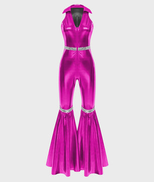 Dames Jumpsuit Jaren '70 Disco Stijl met Pailletten en Flare Pijpen