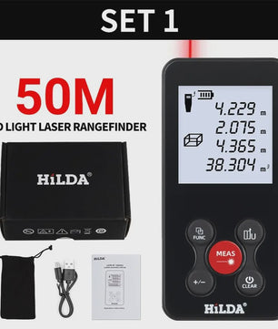 HILDA Laser Afstandsmeter 120M - Hoekmeting, Dubbele Laser & Oplaadbaar