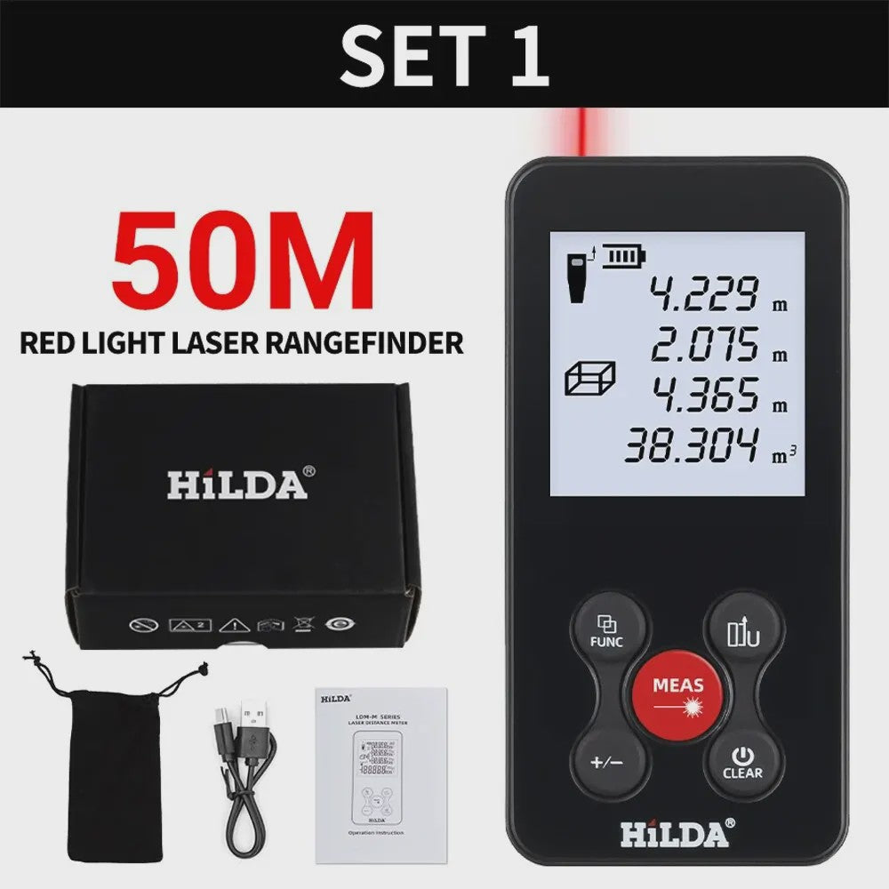 HILDA Laser Afstandsmeter 120M - Hoekmeting, Dubbele Laser & Oplaadbaar