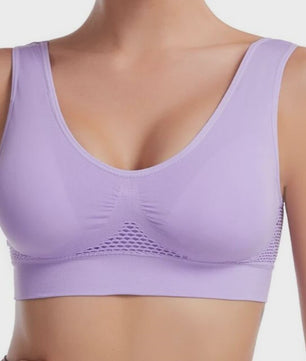 Plus Size Sportbeha met Ventilerende Mesh Inzet en Schokdemping - Zonder Beugel - S-7XL
