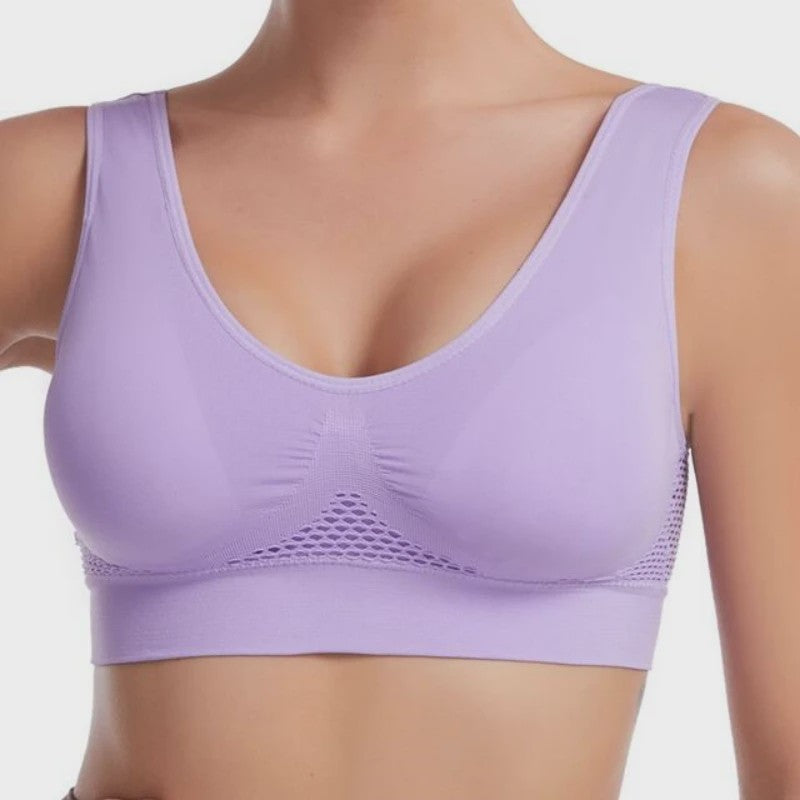 Plus Size Sportbeha met Ventilerende Mesh Inzet en Schokdemping - Zonder Beugel - S-7XL