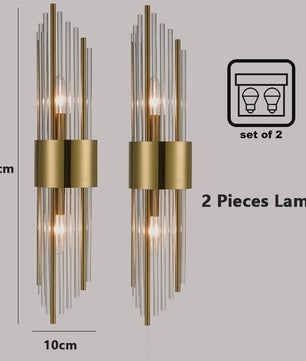 Luxe Wandlamp Goudkleurig Met Kristallen Buisjes - Up/Down Verlichting