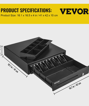 16-inch Kassalade 12V met Uitneembaar Vak, RJ11/RJ12 Kabel & 2 Sleutels