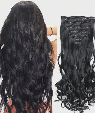 Clip-in Haarverlenging 7 Delig - 55cm Lang Krullend Synthetisch Haar
