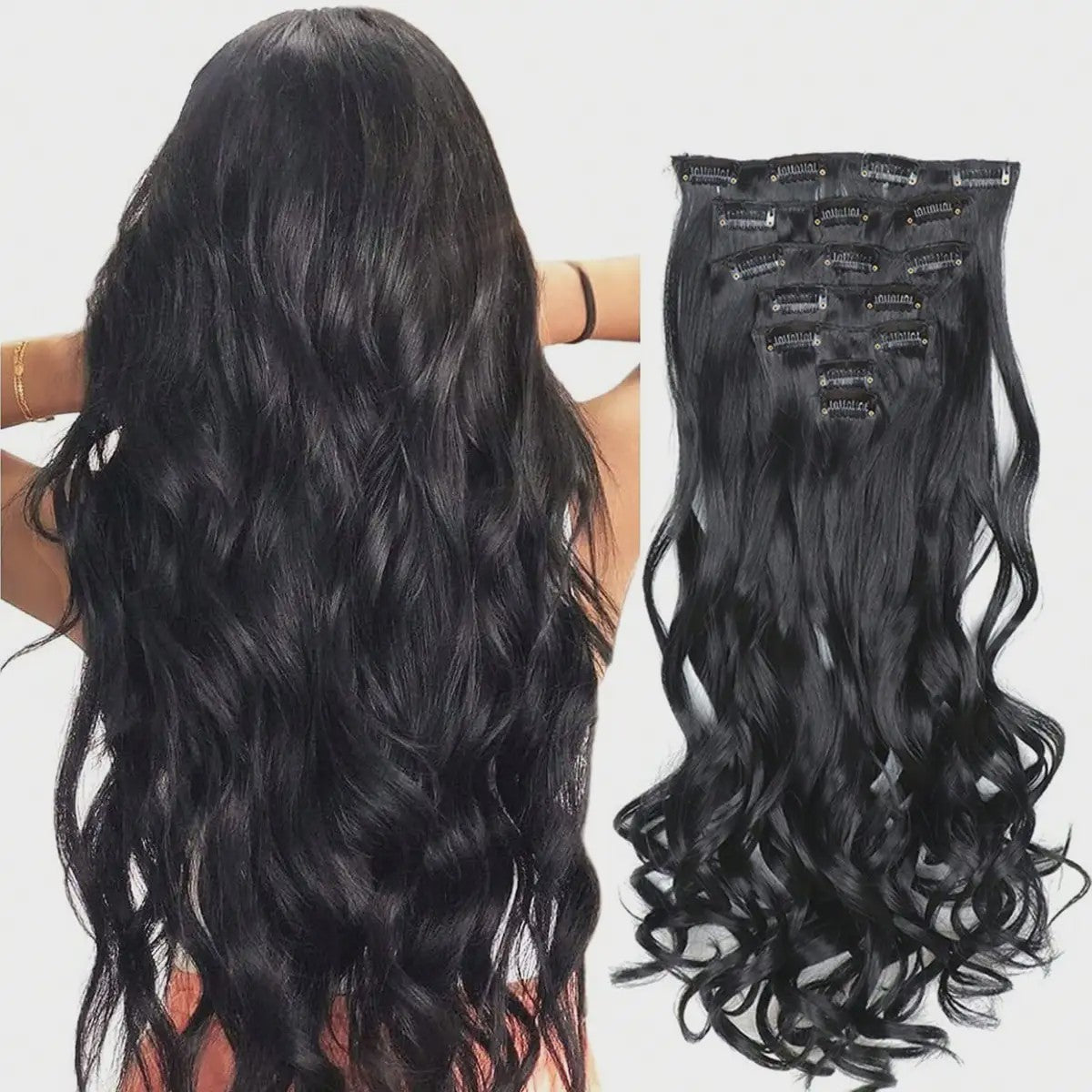 Clip-in Haarverlenging 7 Delig - 55cm Lang Krullend Synthetisch Haar