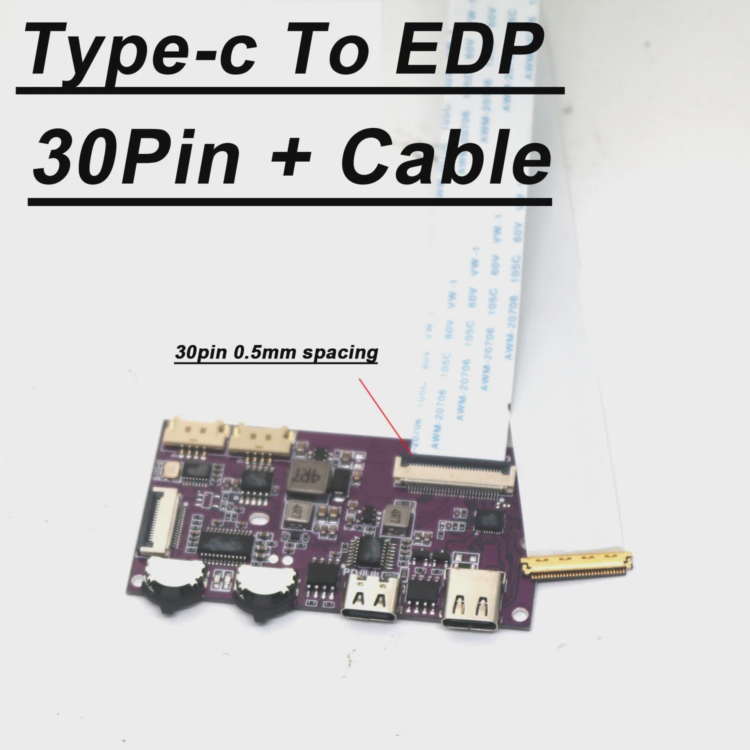 USB-C naar EDP Driver Board voor 2K/4K Schermen - 30/40 Pin