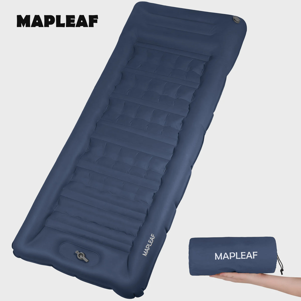 MAPLEAF Opblaasbaar Kampeerluchtbed met Ingebouwd Hoofdkussen - Ultralicht 1kg, Waterdicht, 12cm Dik, Voetpomp