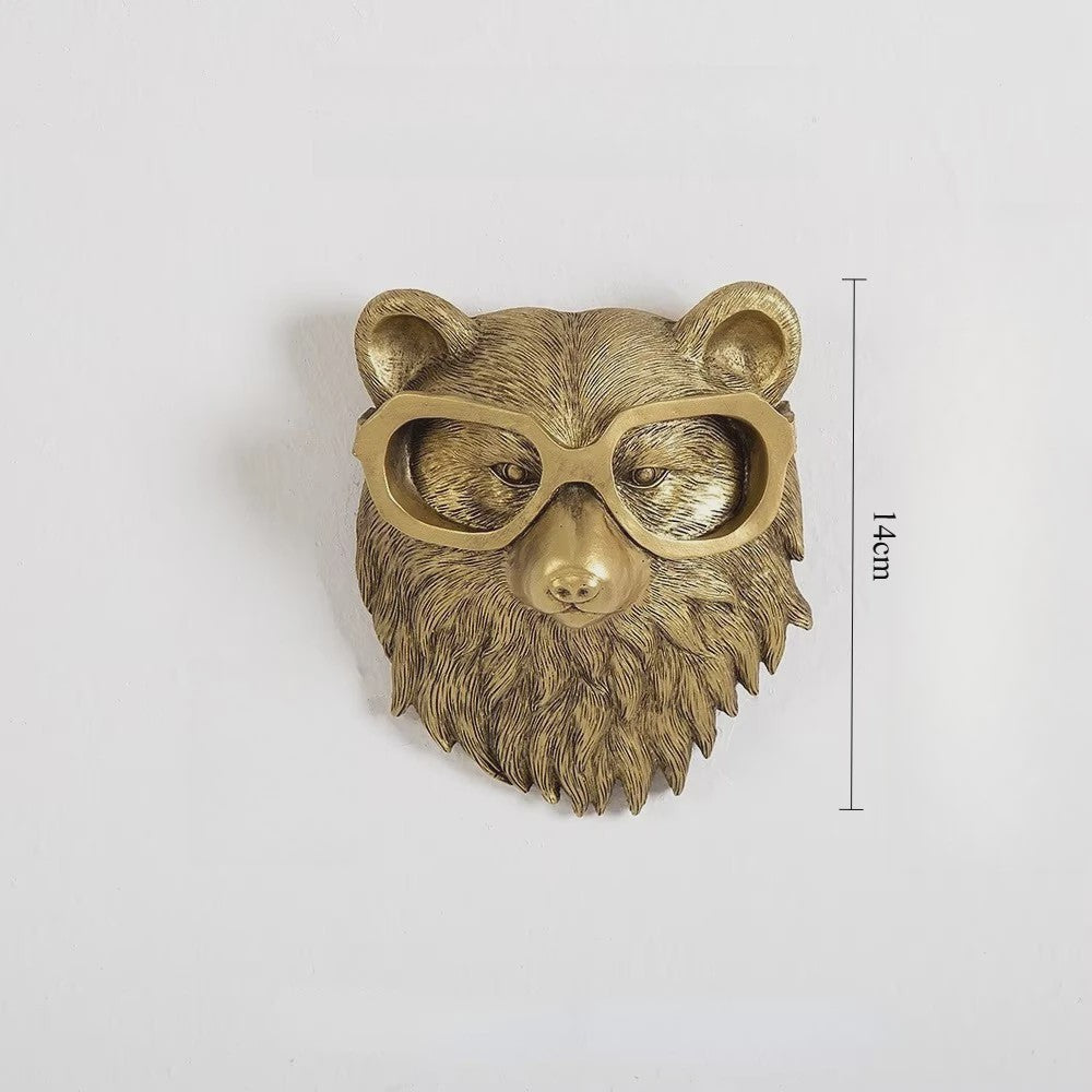 Gouden Hertenkop Wandhaak - Decoratieve Resin Muurhanger met Opbergfunctie