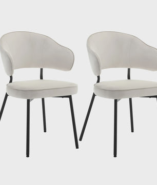 Set van 2 gestoffeerde eetkamerstoelen met armleuningen en rugleuning - Comfortabele lounge stoel voor keuken of woonkamer