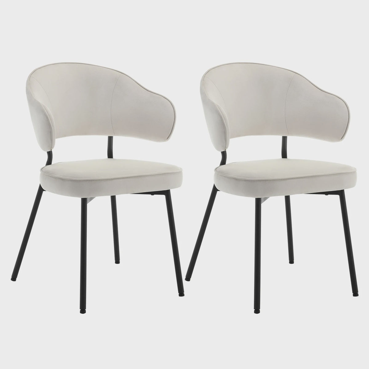 Set van 2 gestoffeerde eetkamerstoelen met armleuningen en rugleuning - Comfortabele lounge stoel voor keuken of woonkamer