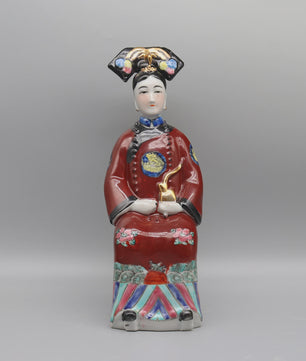 Set Keramische Beelden Chinese Keizer en Keizerin - Qing Dynastie Decoratie