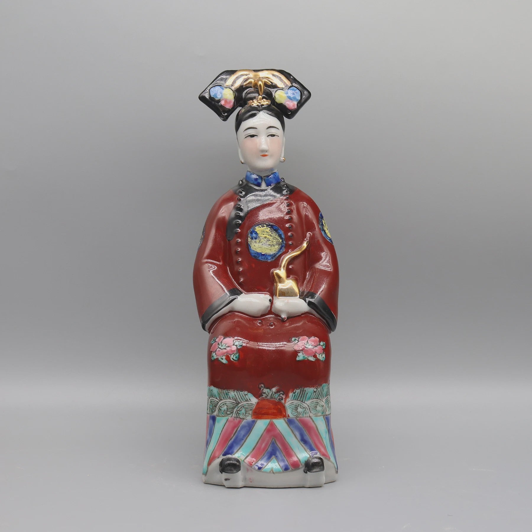 Set Keramische Beelden Chinese Keizer en Keizerin - Qing Dynastie Decoratie