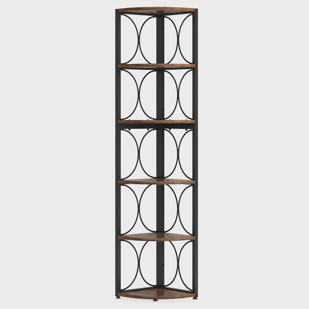 Tribesigns Hoekboekenkast 6 Niveaus - 155 cm Hoge Staande Opbergrek met Rustiek Design