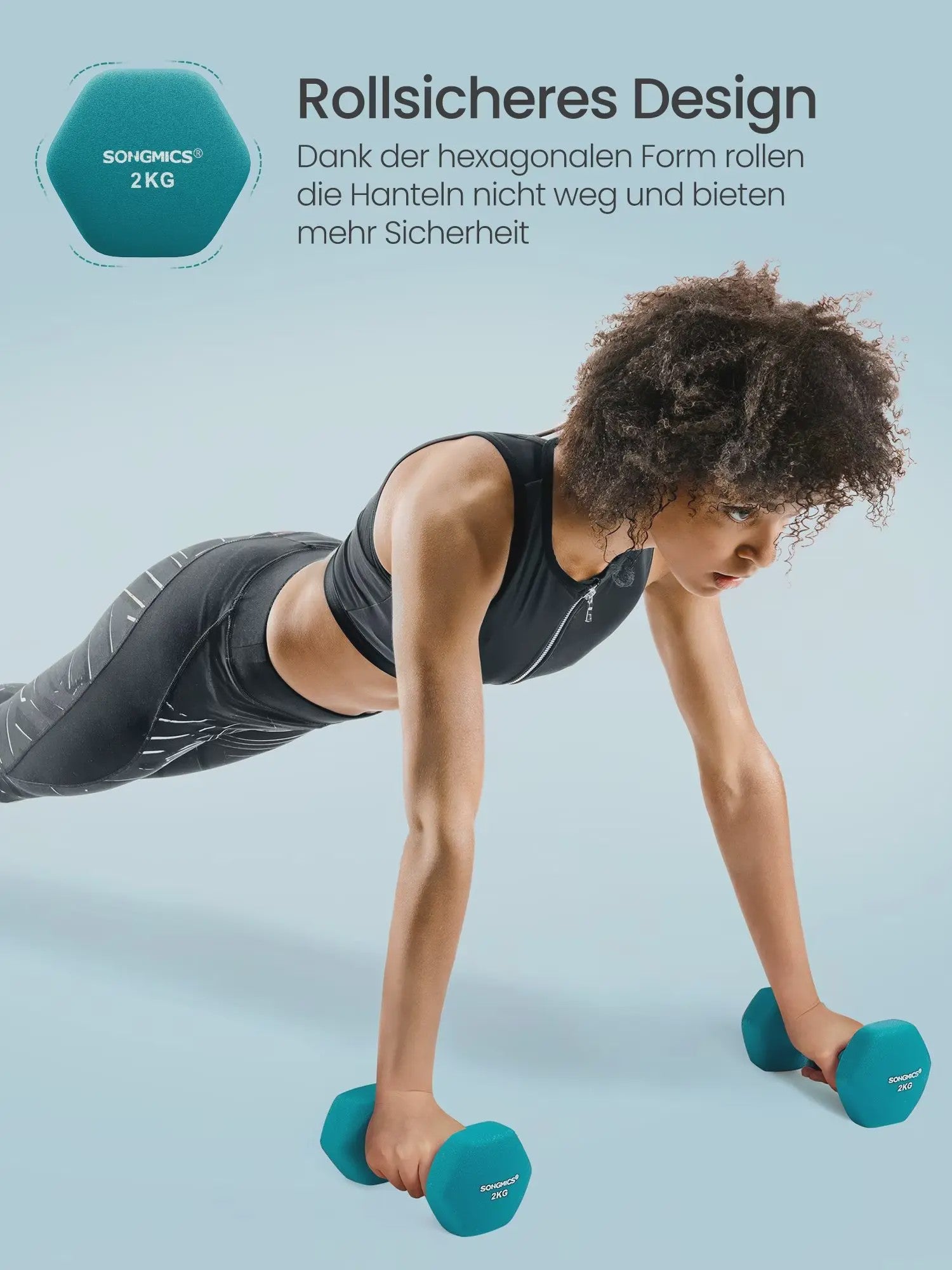 Songmics Halterset 6 Delig met Standaard - 1, 2, 3 Kg - Antislip Hexagonaal