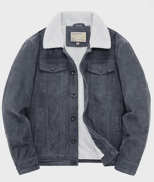 Herfst/Winter Corduroy Heren Jas - Warm & Casual Winddicht met Sherpa Voering