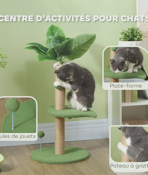 Kattenboom 83 cm met Krabpaal, Speelballetjes en Pluche Platformen