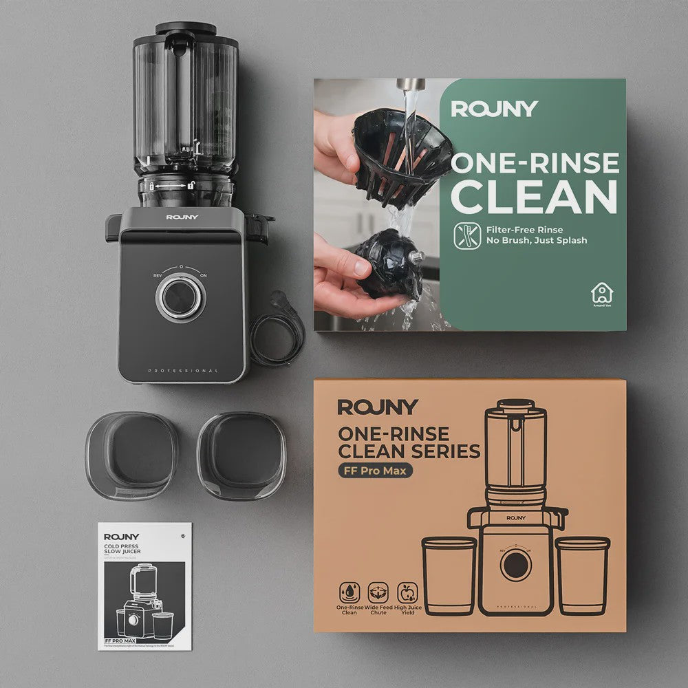 ROUNY Slow Juicer met Extra Brede Vulopening (130mm) en Eenvoudige Reiniging