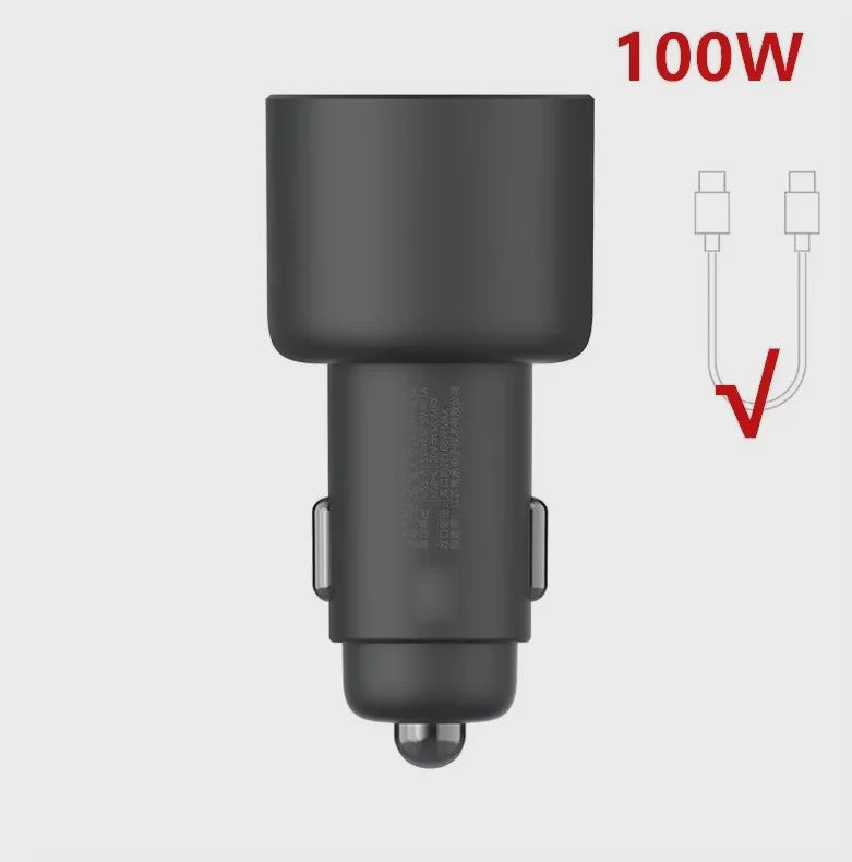 MIJIA 100W Snellader Auto Oplader met Dubbele USB-A & USB-C Poort & 5A Kabel