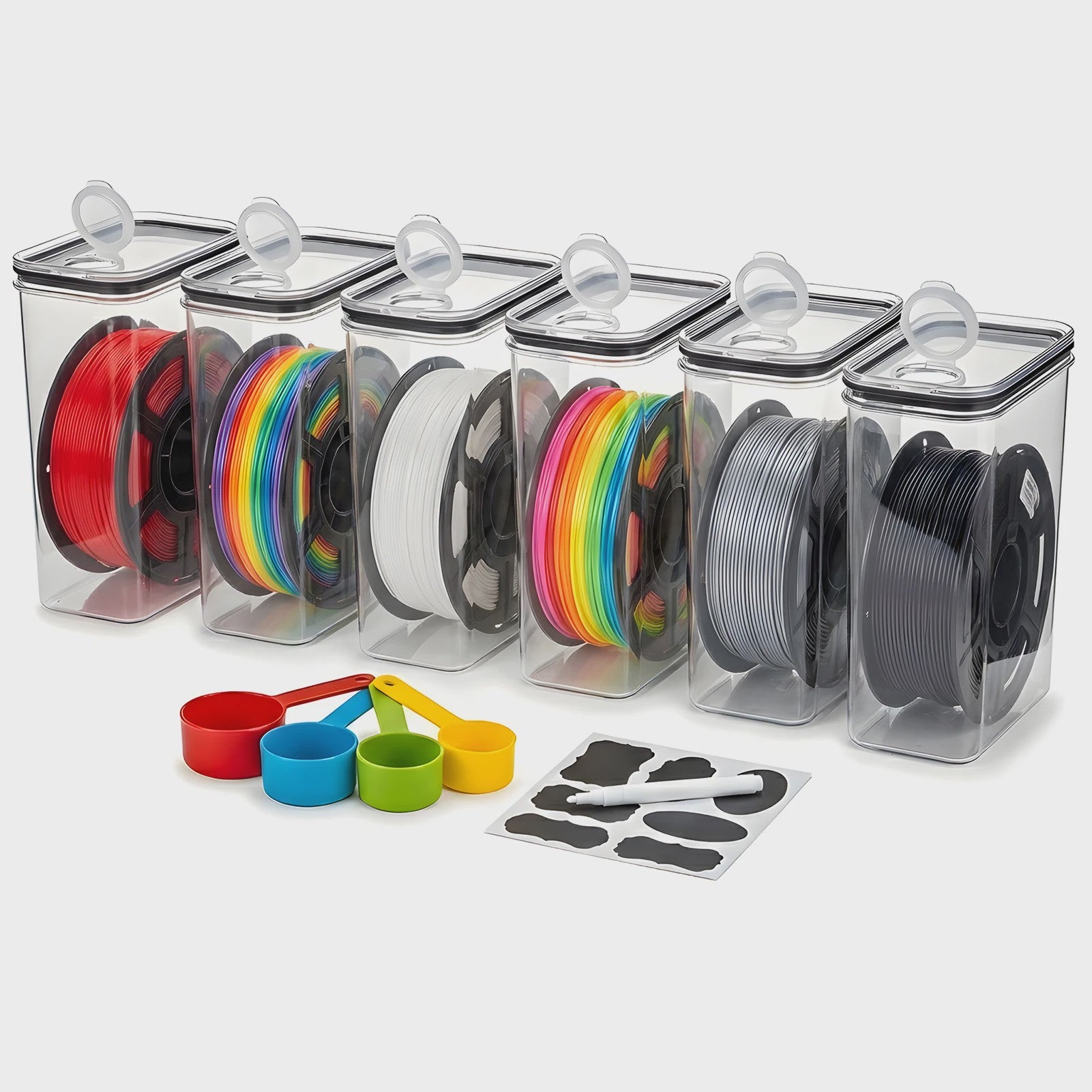 Set van 6 Luchtdichte Filament Opslagcontainers (4L) voor 3D Printer Filament