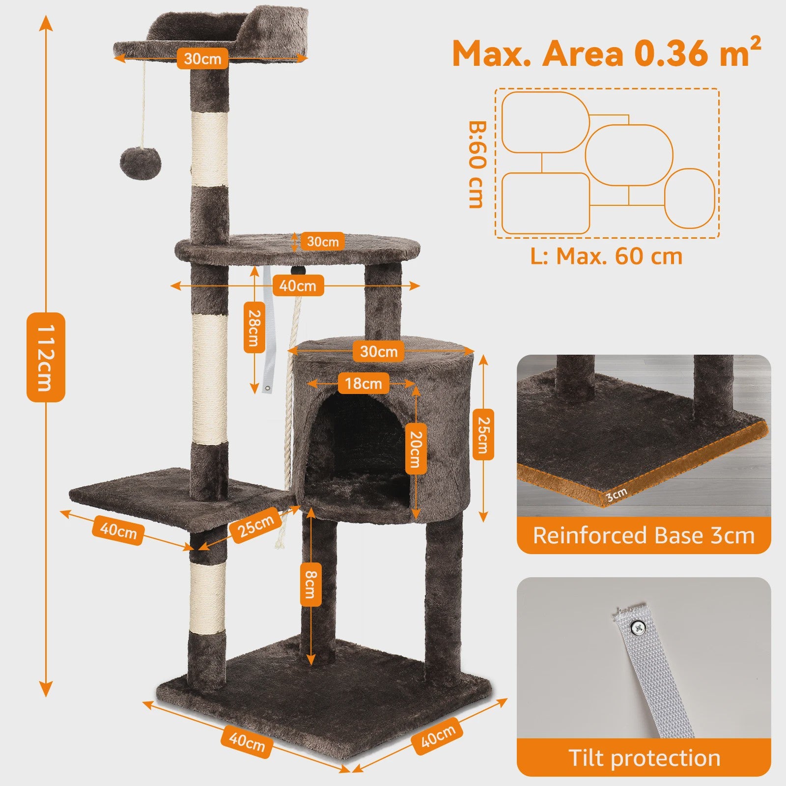 Luxe Kattenboom met Krabpalen, Huisje en Speeltjes - Multi-Level Kattenhuis