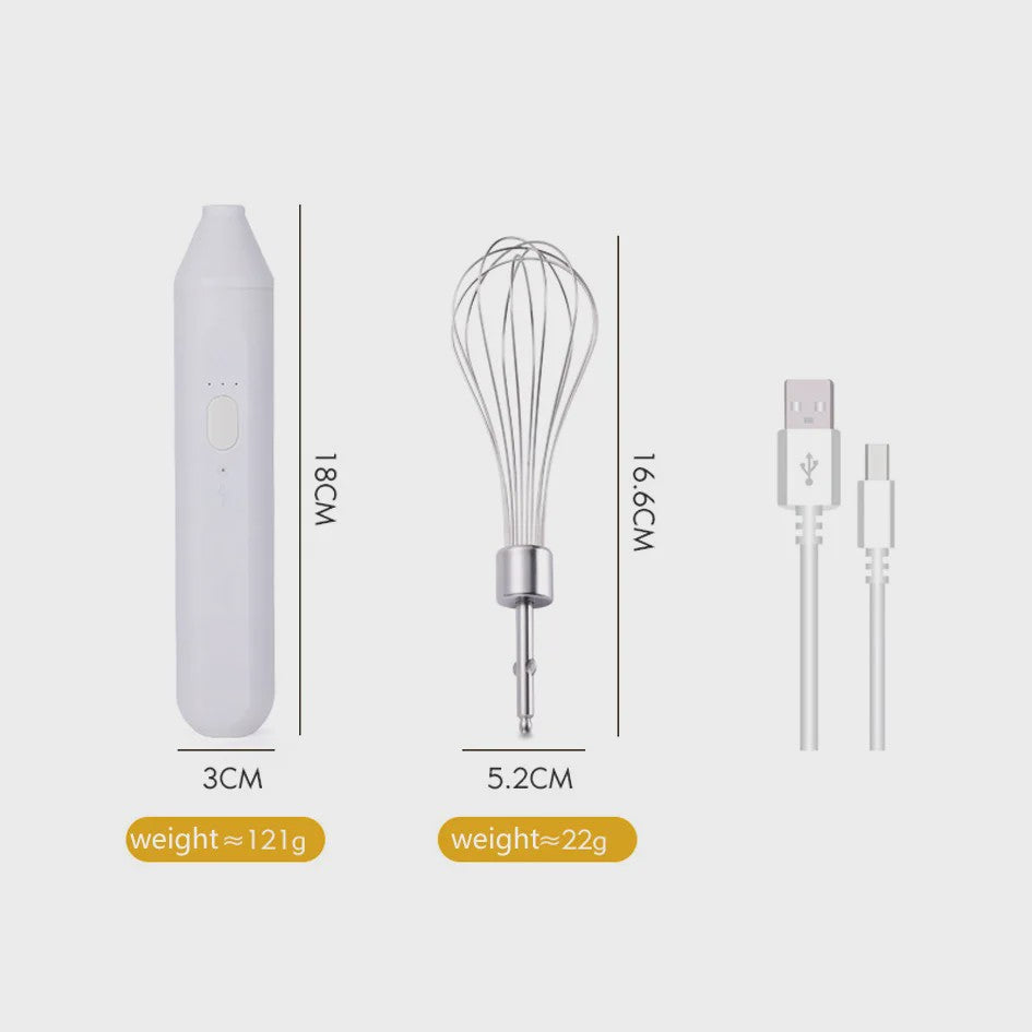 Draadloze Multifunctionele Garde: Compacte Handmixer met Melkopschuimer & Automatische Roerder