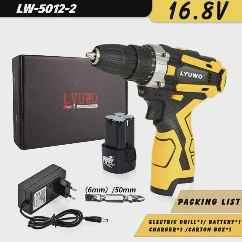 Draadloze Boormachine LYUWO 12V/16.8V/21V - Krachtige Lithium Accu Schroefmachine met 2 Snelheden